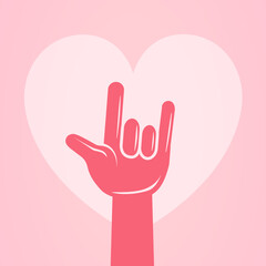 Love Heart Sign Language ILY Pink