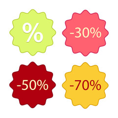 Price tag with percent symbol, business concept, advertising sales marketing. Vector illustration.