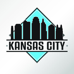 Fototapeta premium Kansas City, MO, USA Skyline Logo. Adventure Landscape Design Vector Illustration.