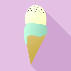 Logo de helado doble con virutas de chocolate, imagen minimalista de postre. 
