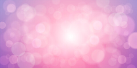 bright pink festive background with  lights. Horizontal banner, vector illustration