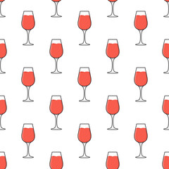 Cocktail Glasses Seamless Pattern On A White Background. Drink Theme Vector Illustration