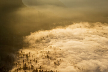 landscape mountain fog drone