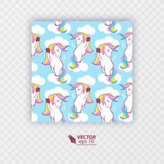 Magic unicorn seamless pattern with pastel colors seamless pattern cartoon style, vector illustration