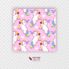 Magic unicorn seamless pattern with pastel colors seamless pattern cartoon style, vector illustration