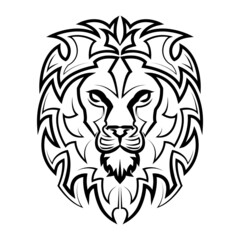 Black and white line art of the front of the lion head It is sign of leo zodiac Good use for symbol mascot icon avatar tattoo T Shirt design logo or any design