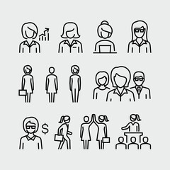 Business Woman Vector Line Icons