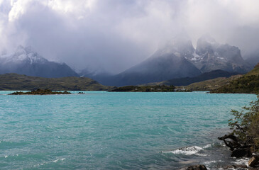 Lake Pehoe in the Torres del Paine Park, Chile