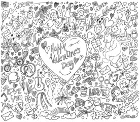 Set of different doodle hearts sketch design