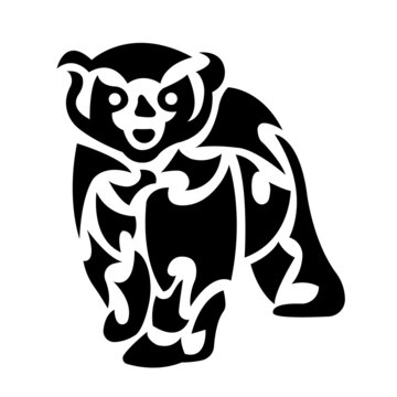 The silhouette of the Malayan bear is painted black on a white background drawn with various lines. Design for logo, tattoo, symbol, mascot, emblem, keychain, clothing print. Vector isolated 