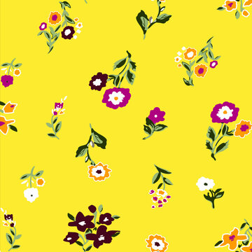 Modern Flower Pattern with yellow background