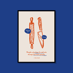 Minimalist hand drawn food poster for wall art collection