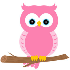 Pink Owl on a branch