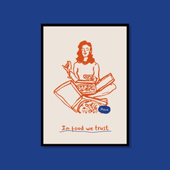 Minimalist hand drawn food poster for wall art collection