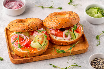 Bagel and Salmon Lox with Cream Cheese