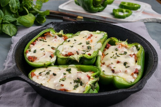 Bell peppers with pizza stuffing