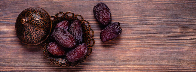 Dried dates fruit. Popular fruit of Ramadan.