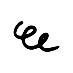 Doodle spiral and swirl motion elements, black isolated objects. Vector illustrations.