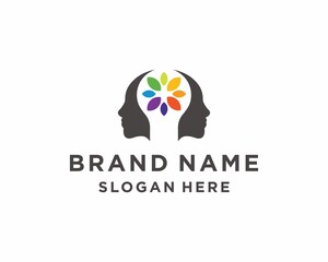 People brain psychology logo template