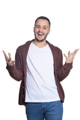 Fototapeta premium Portrait of young man posing on white background