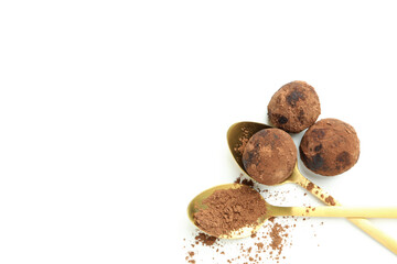 Concept of sweets with truffles on white background