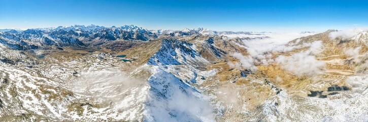 Mountain view in Ecrins national park from Col Des Muandes, France