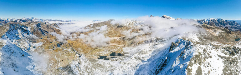 Mountain view in Ecrins national park from Col Des Muandes, France