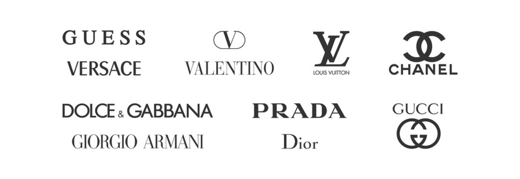Drama verzoek storting Clothing brand set icon. Valentino Top popular logo: Valentino, Versace,  Guess, Dior, Louis Vuitton, Giorgio Armani, Dolce & Gabbana, Prada, Chanel  and Gucci. Vector editorial isolated. Zdolbuniv, Ukr Stock Vector | Adobe