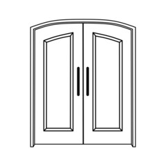 simple two-leaf door illustration in black and white