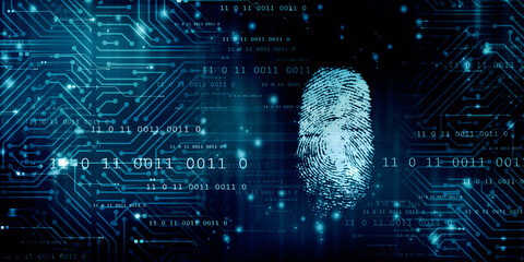 Fingerprint Scanning Technology Concept 2d Illustration - obrazy, fototapety, plakaty