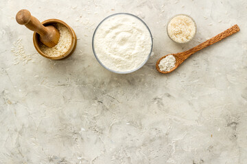 Rice flour in bowl - gluten free flour for baking