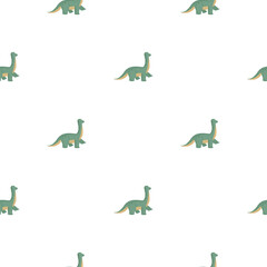 Cute brachiosaurus seamless pattern. Funny children dinosaur sketch.