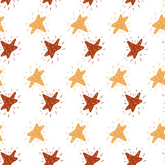 Stars seamless pattern. Hand drawn background space.