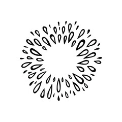 Doodle burst splash in vintage style on white background. Black vector hand drawn sketch illustration. Sun, starburst, sparkle, sunburst set. Line sparkle explosion. Marker handdrawn line. Retro spark