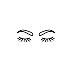 Closed eyes with black eyelashes on a white background. vector