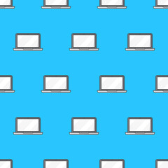 Laptop Seamless Pattern On A White Background. Laptop Computer Theme Vector Illustration