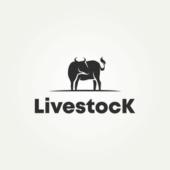 silhouette cattle angus cow livestock logo template vector illustration design