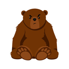 Cartoon angry bear in sitting pose