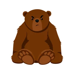 Fototapeten Cartoon angry bear in sitting pose © Derter