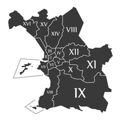 Marseille city map labelled black illustration