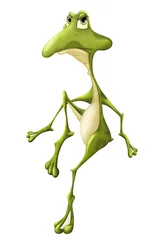 Fotobehang Illustration of a Cute Green Frog. Cartoon Character. © liusa