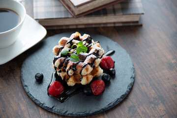 イチゴのベルギーワッフル