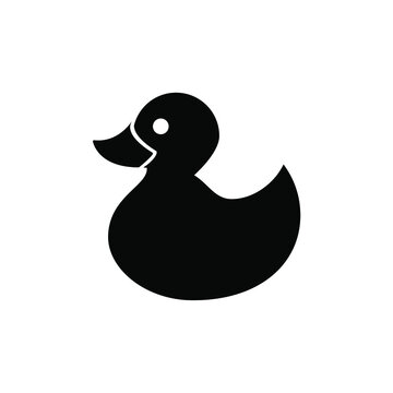 Duck toy silhouette black vector flat design. Rubber duck  vector black icon