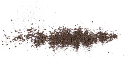 Pile dirt, soil isolated on white background with clipping path