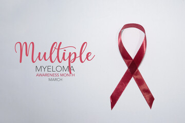 Banner with Multiple Myeloma Awareness Realistic Ribbon