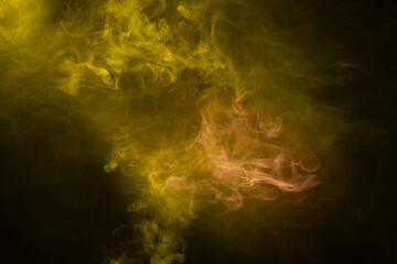 Yellow and pink steam on a black background.