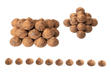 Chocolate truffles isolated on a white background.