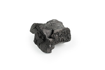 Black oak coal isolated on white background.