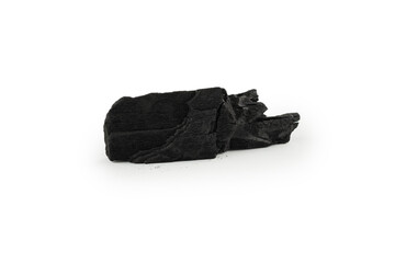 Black oak coal isolated on white background.