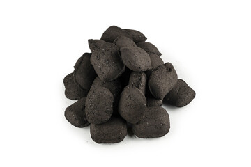 Fototapeta premium Black oak coal isolated on white background.